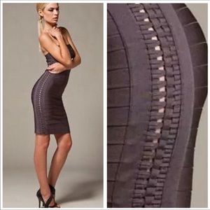 Herve Leger adriana shadow gray dress xs
